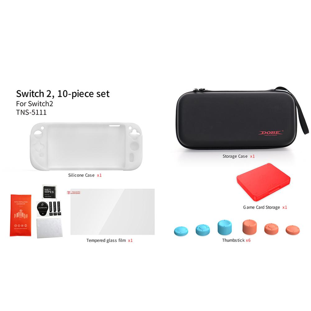 For Nintendo for Switch 2 Hard Shell Carrying Case Bag with Silicone Case & Thumb Grip Caps with Tempered Glass Screen Protector