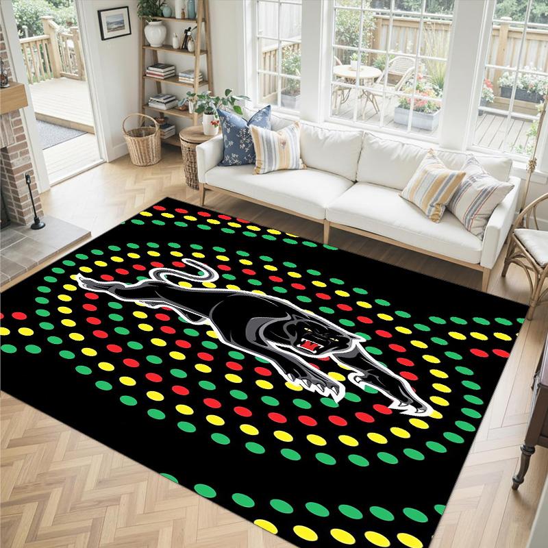 Penrith Panthers Design Crystal Velvet Carpet Cozy Non?Slip Printed Rug For Bedroom Living Room Entrance
