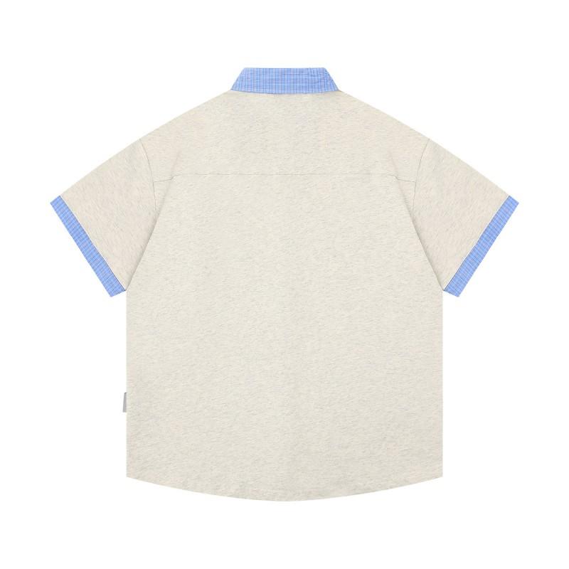 American Vintage Baseball Dog Print Polo Shirts Loose Fit Short Sleeve Tops Men Women Couple