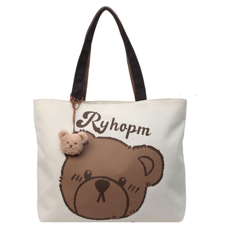 Herbst/Winter Damen Cartoon Canvas Tragetasche - Schultertasche mit großem Fassungsvermögen für Uni und Pendeln