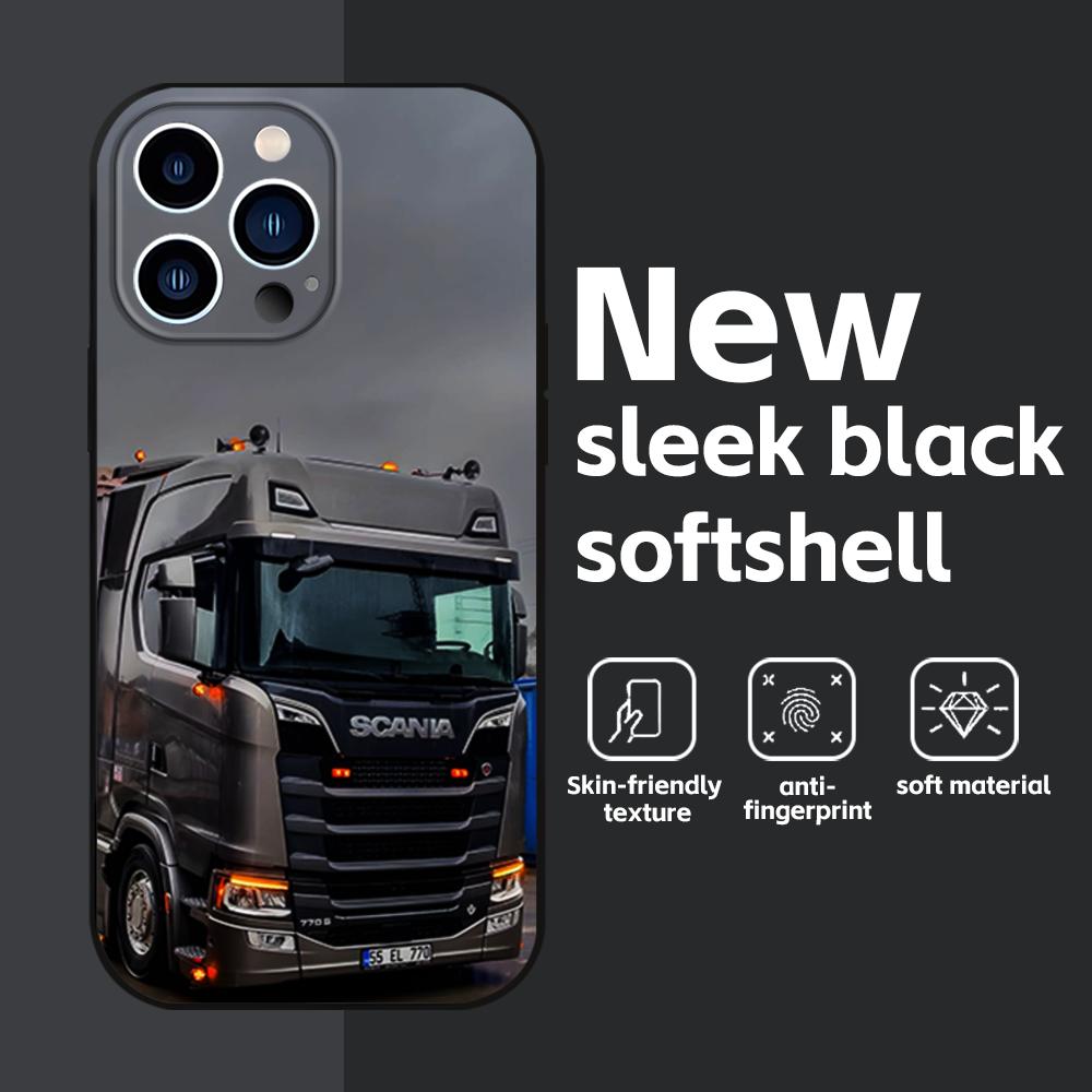 S-Scania TruxES Phone Case For iPhone 16 16e 15 14 13 12 11 Plus Mini Pro Max Soft Black Shockproof Cover