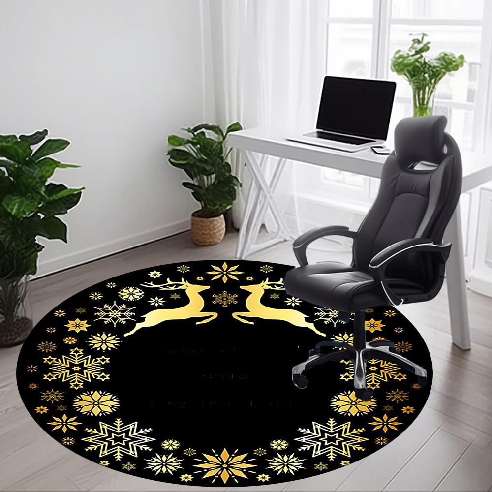 1pc Winter Wonderland Chair Carpet for Office, Indoor Non Slip Washable Polyester Fiber Carpet,