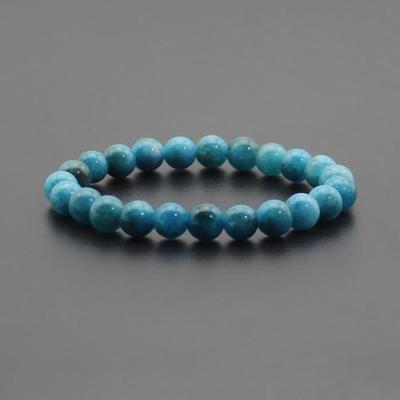 Blue Apatite B33 - Natural Stone Bead Bracelet for Men and Women, 8mm, Quartz, Yoga, Chakra, É