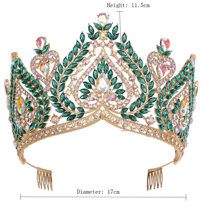Royal Queen Crystal Diadem Bridal Crown Pageant Miss Tiaras Combs Headdress Bride Wedding Dress Hair Jewelry Accessories