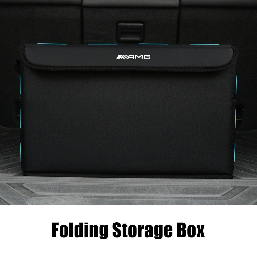 Car Leather Storage Travel Box Trunk Organizer Stowing Tidying Case For AMG W140 W168 W169 W176 W177 GLS GLB EQC CLS SLK A200