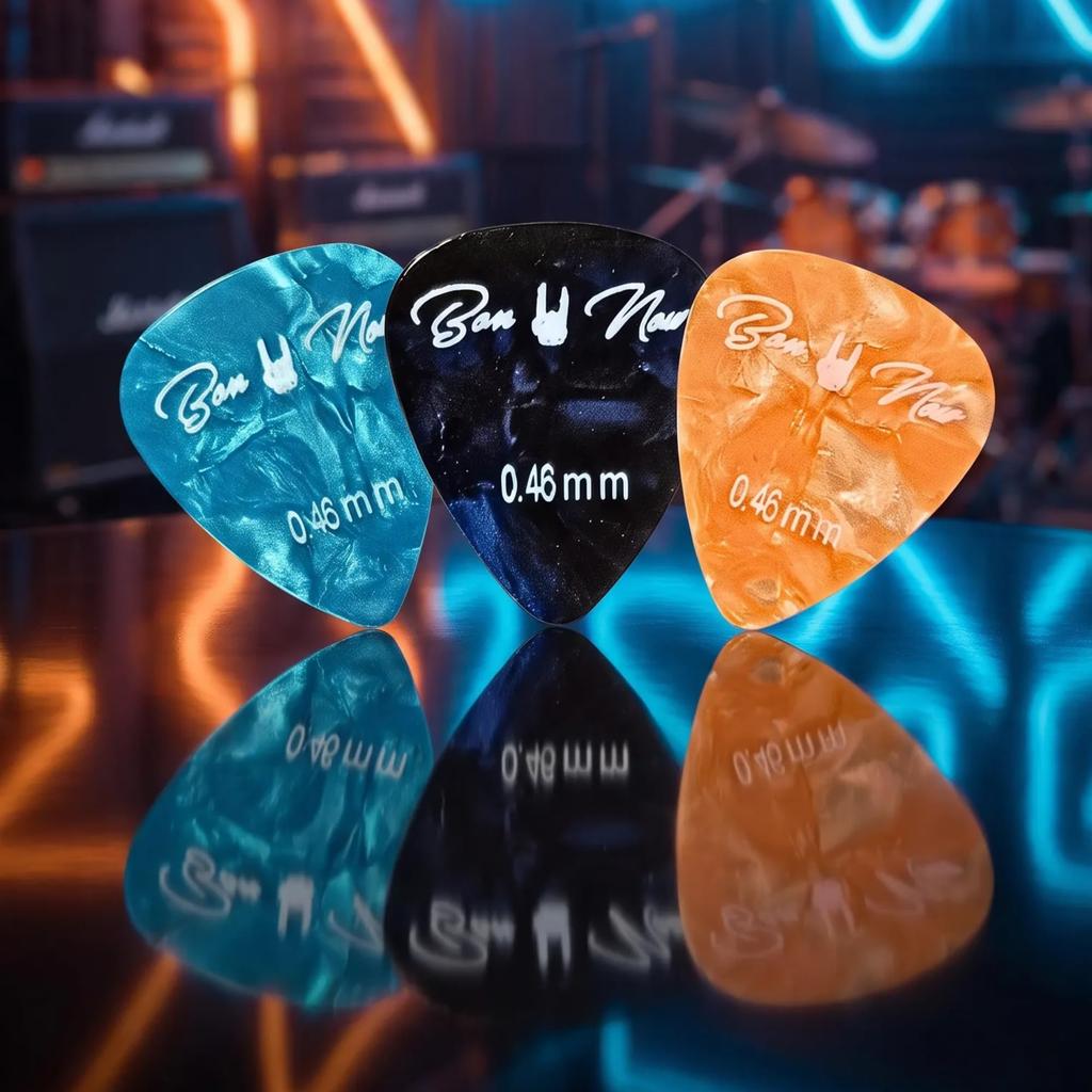 BONNOW Guitar Teardrop with Case and 2 Pick for Guitar Suitable for Acoustic and Electric Colors are Picks, 15-Piece Set, Celluloid, Shape,