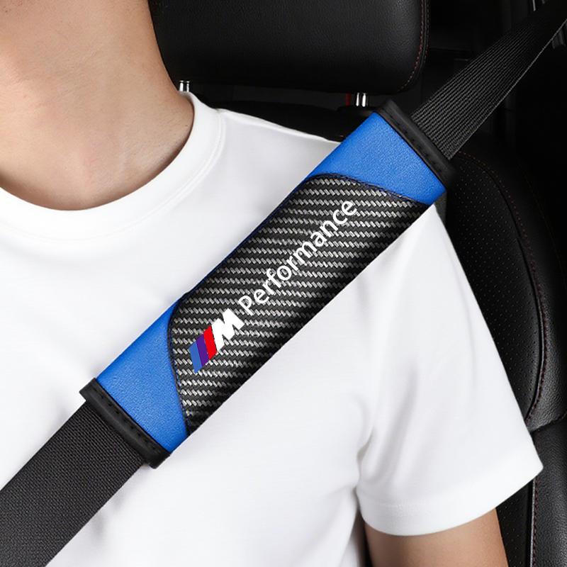 2 Pieces of Genuine Leather Carbon Fiber Car Seat Belts and Car Accessories For BMW M E34 E36 E60 E90 E46 E39 E70 F10 F20 F30 X5
