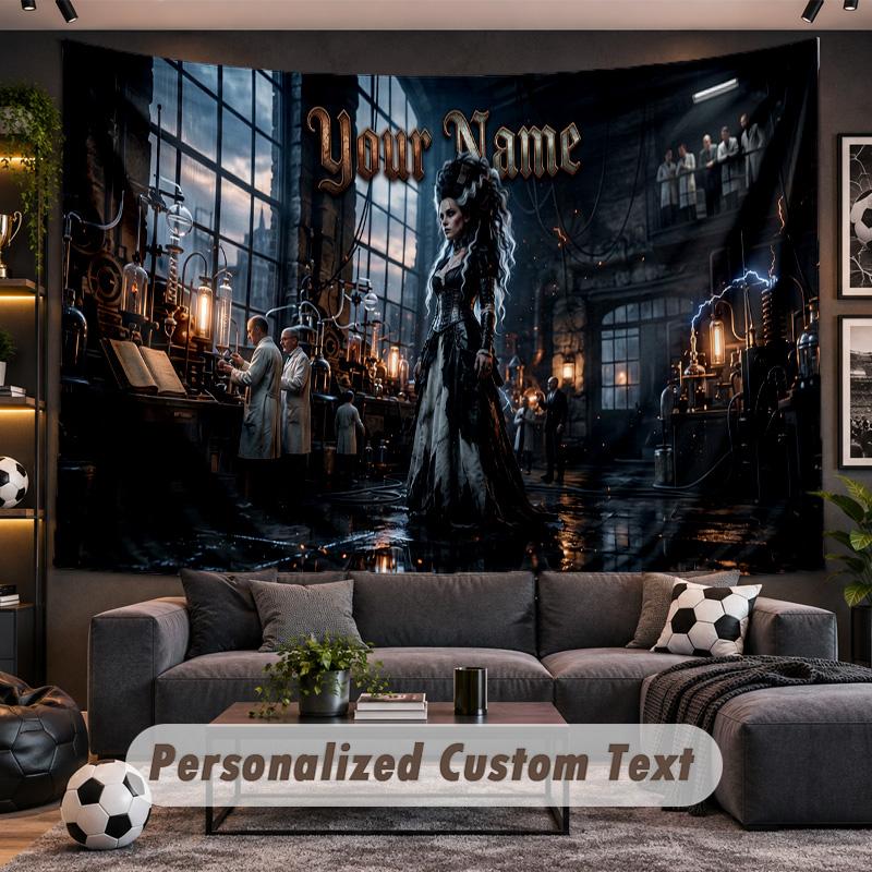 Bride of Frankenstein Personalized Tapestry Support Custom Name, Wall Art Home Decoration