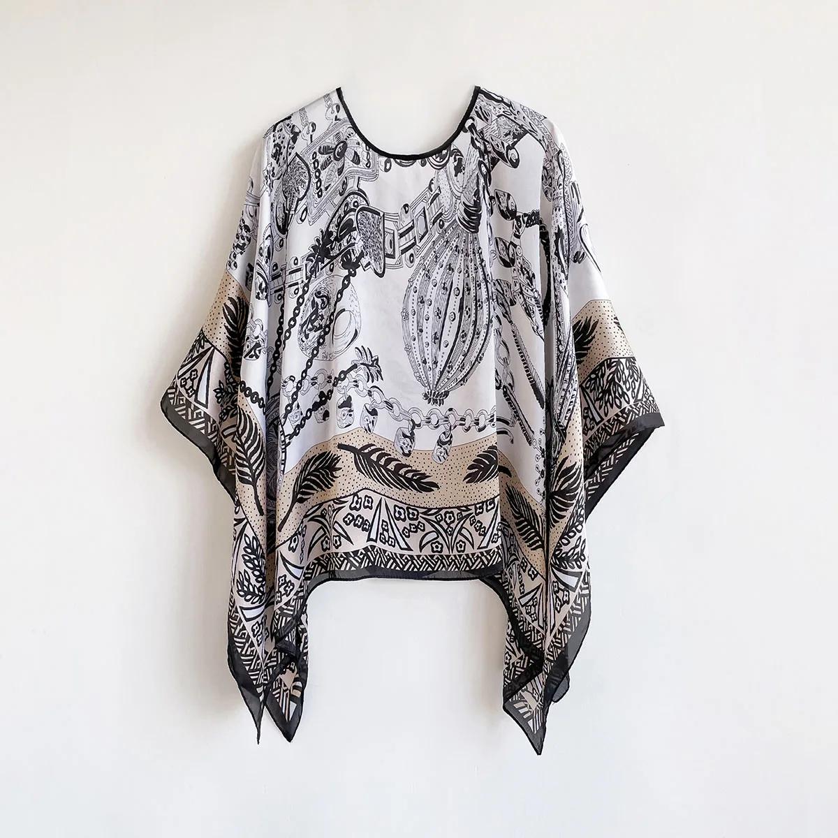 New Silk Scarf Designer Pullover Scarf Print Head Large Handkerchief Hijab Shawl Women Bandanna Foulard Muffler