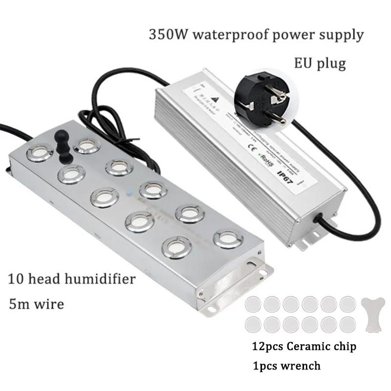2/4/6/8/10/12 Cabeças Industrial Ultrassônico Criador de Névoa Nebulizador Aço Inoxidável Umidificador de Ar Pulverizador de Névoa para Jardim