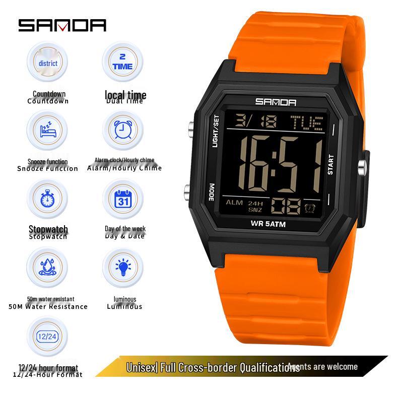 Sanda Waterproof Multifunctional Sports Watch for Teenagers and Students