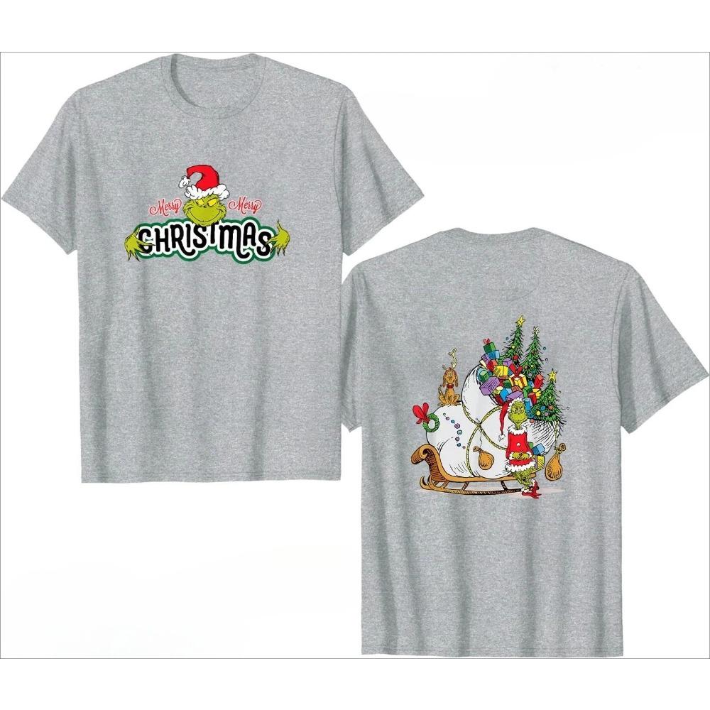 Fashion Men Women's T-shirt Christmas Green Monster Print O-Neck Pullover Casual Sweatshirt Kids Tees Top Clothing