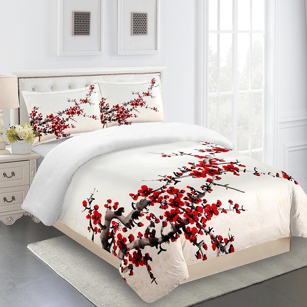 Red Wedding Rose Series Love Flower King Queen Twin Full Bedding Sets Single Double Bed Duvet Cover Set And 2 Pcs Pillow Cover