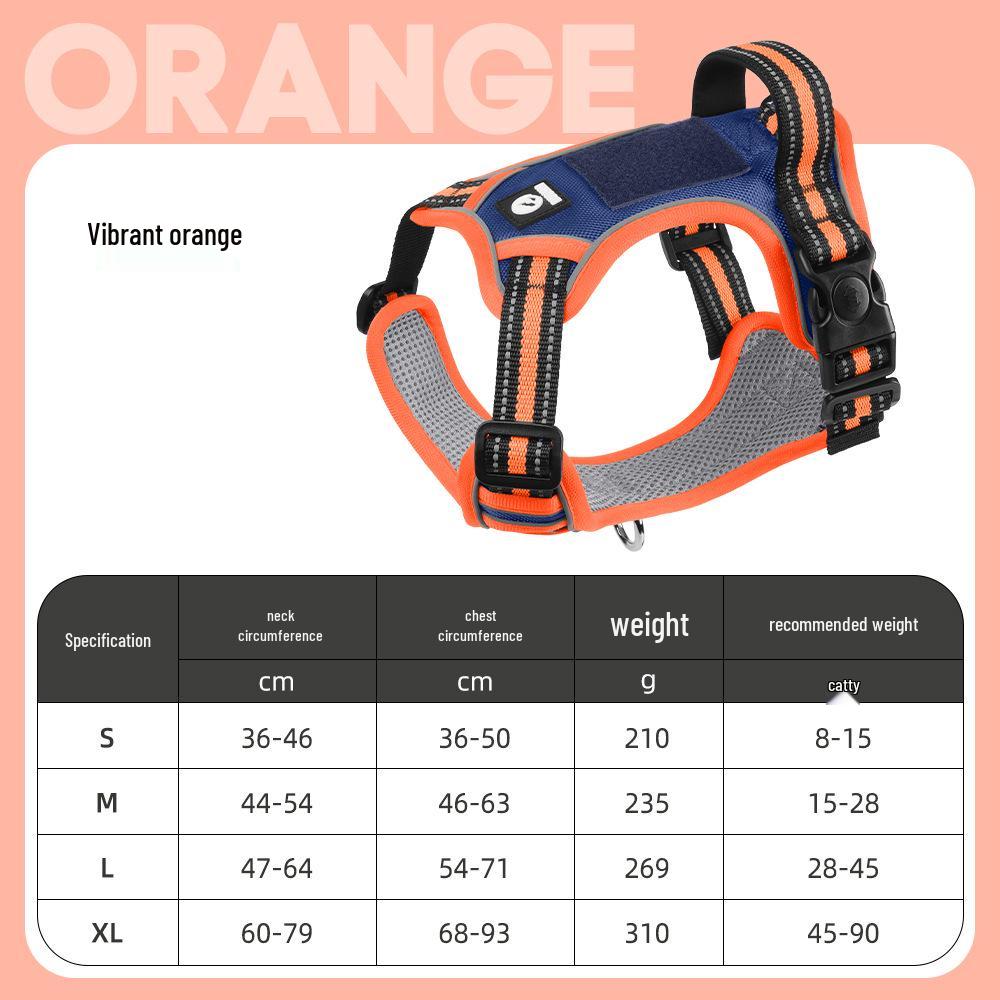Large Dog Vest-Style Harness with Velcro & Shock-Resistant Leash