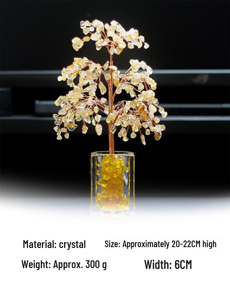 Citrine Gravel Crystal Money Tree Ornament for Home or Office Decor