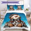 3PC Custom Name Snowman Winter Wonderland Bedding Set Printed Bedding Set Duvet Cover Closure Includes 1 Duvet Cover & 2 Pillowcases for All Seasons B