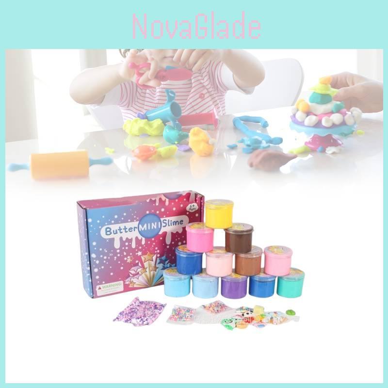 12 Piece Colorful Slime Cotton Mud Set For Kids Creative Diy Fun Activities