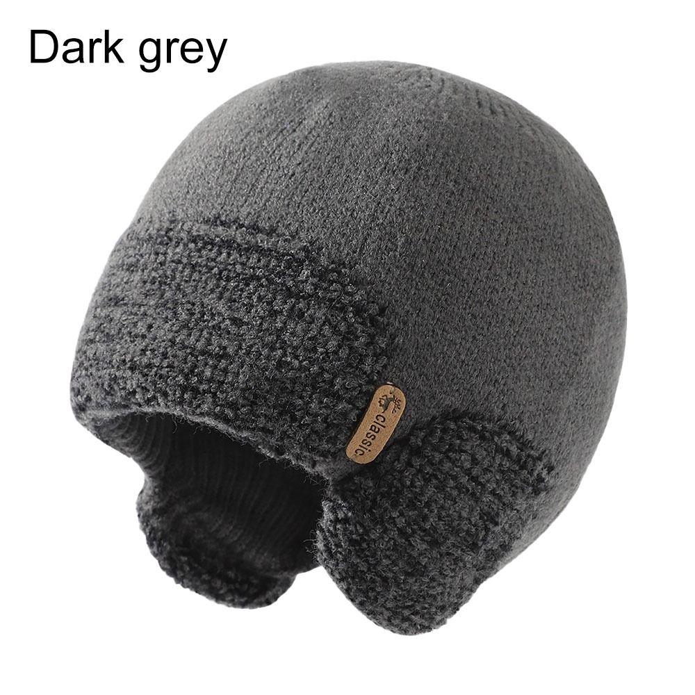 

Мужская и женская ветрозащитная теплая шапка-ушанка вязаная шапка-ушанка темно серый