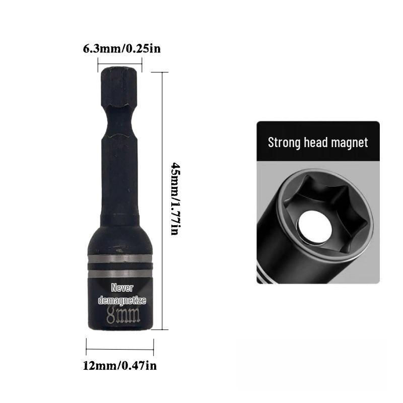 8mm Magnetic Hex Socket for Drill and Air Screwdriver - Self-Tapping Nail & Screw Wrench