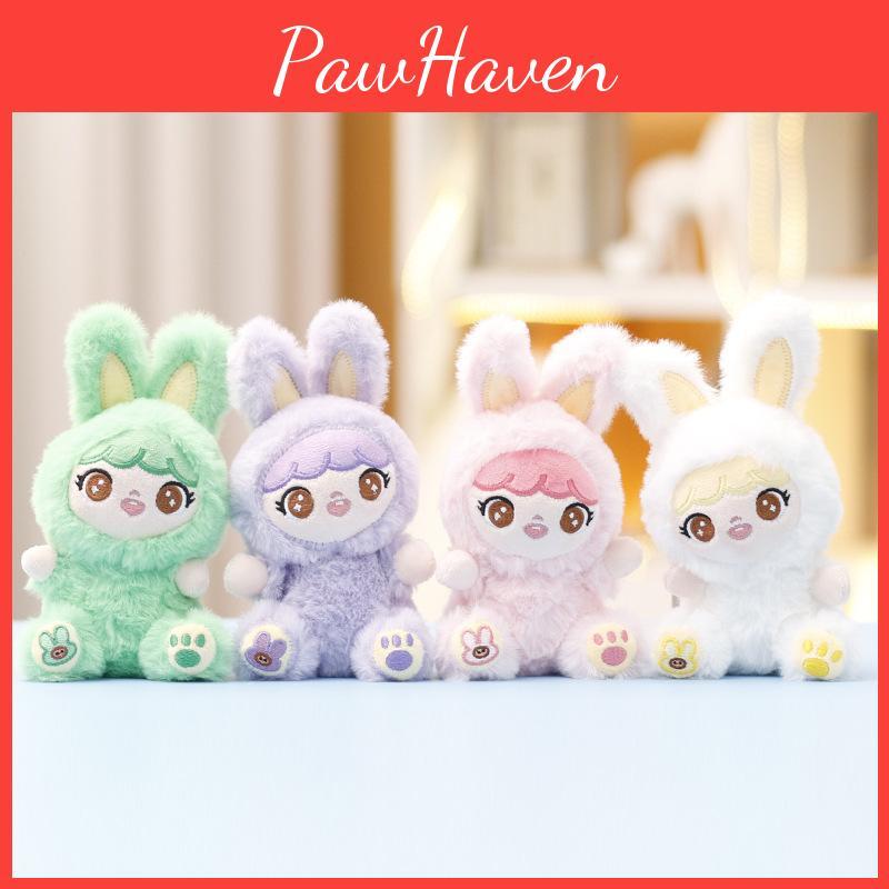 Plush Baby Three Rabbit Keychain Pendant With Embroidery Design For Gift