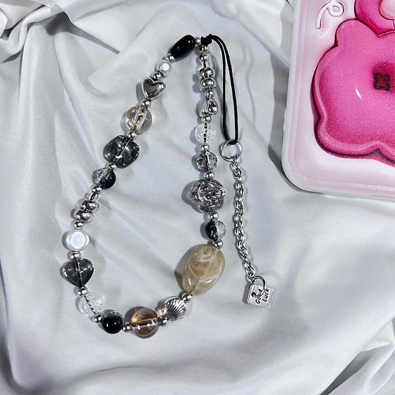 Y2K Heart Flower Beaded Phone Strap Charm Lanyard Anti Loss Keychain For Airpods Coase Ccd Pendant