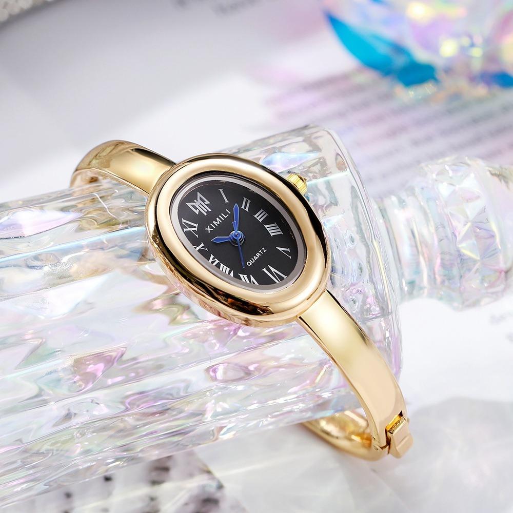 Hidden Buckle Design Bracelet Watch Oval Dial Wristwatch New Quartz Watch for Women
