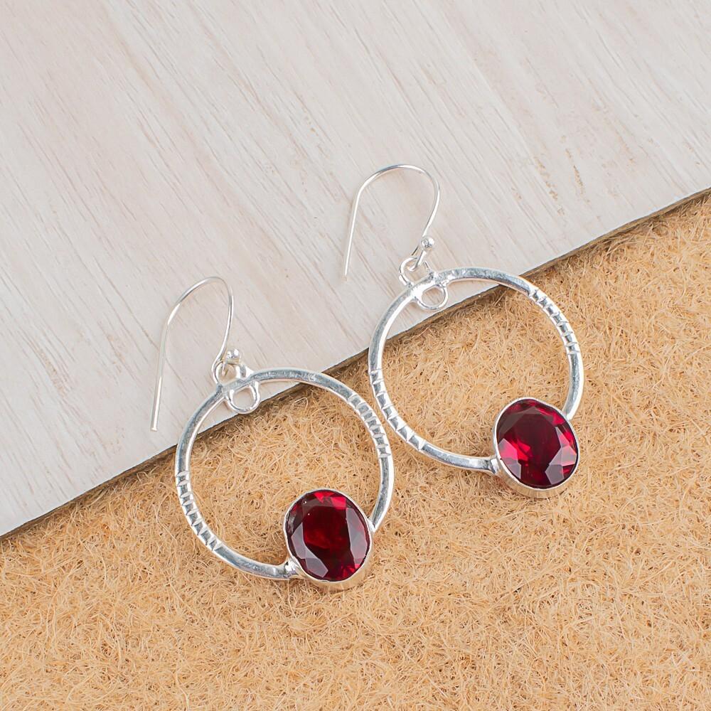 

розовый Рубеллит Драгоценный камень 925 Стерлинговое серебро Ювелирные изделия Ручной работы Серьги-крючки 1,37 EE-67-12