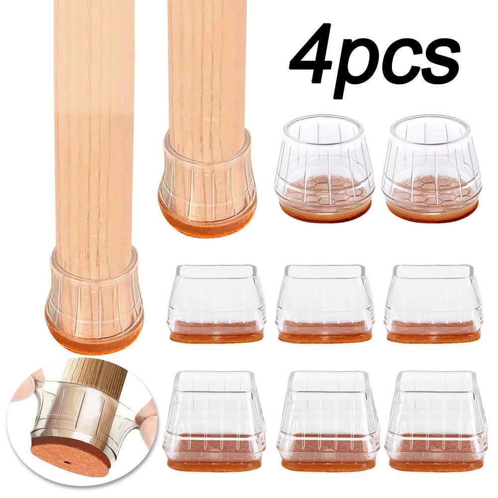 4pcs Noise Prevention Chair Leg Protector Thicked Scratch-proof Leg Cover Silicone  Furniture Pads