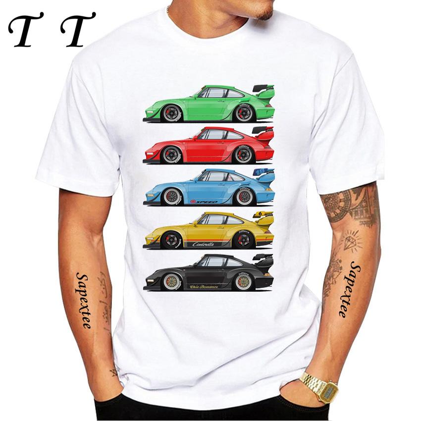 New Summer Men Short Sleeve Retro Turbo RWB 993 T-Shirt Hip Hop Casual Tops Vintage Harajuku Sport Car Fashion White Tees
