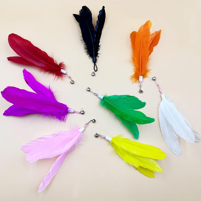 Popular Cat Teaser Accessory: Large Fluffy Feather with Bell Replacement
