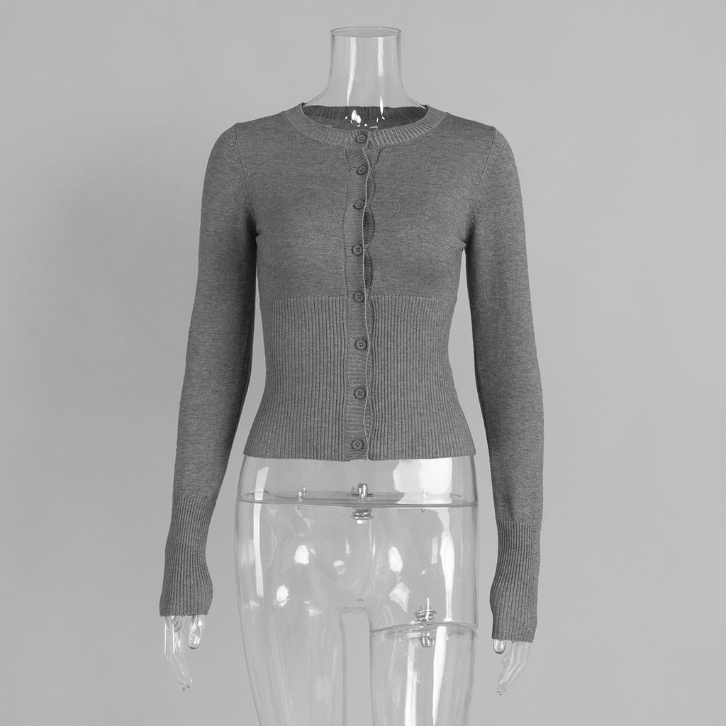 Cardigan Tricotat pentru Femei, Croială Slim Fit, cu Nasturi în Față