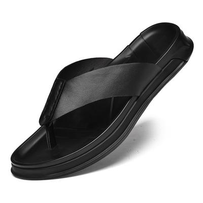 Men's Shoes Summer Flip-flops Men's Leather First Layer Cowhide Toe Outdoor Beach Shoes Lightweight Breathable Sandals