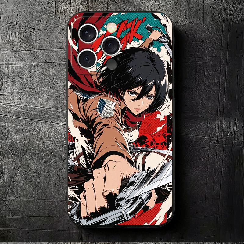 A-Attack On T-Titan Mikasa Soft Phone Case for iPhone 16 16E 17 Air 15 Pro Max 14 Plus 13 Mini 11 12 7 Black Cover Back Shell