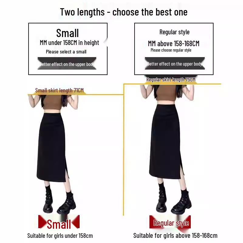 Gefalteter High-Waist A-Linien Bodycon Midi-Rock mit Schlitz für Damen 2025