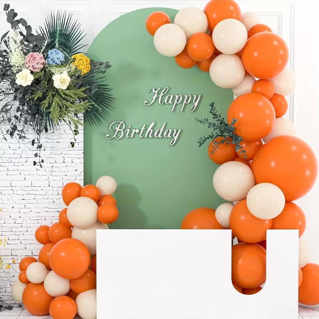 102 pieces of orange balloon set, suitable for weddings, birthdays, pop parties, bridal showers, and bachelor parties