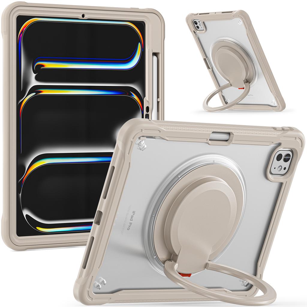 For iPad Pro 11 (2024) Case Rotary Kickstand PC+TPU+Silicone Tablet Cover