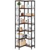 7 Tier Corner Bookshelf, Tall Corner Bookcase Strage, Large L-Shaped Bookshelf Organizer with Metal Frame & Wooden Shelves
