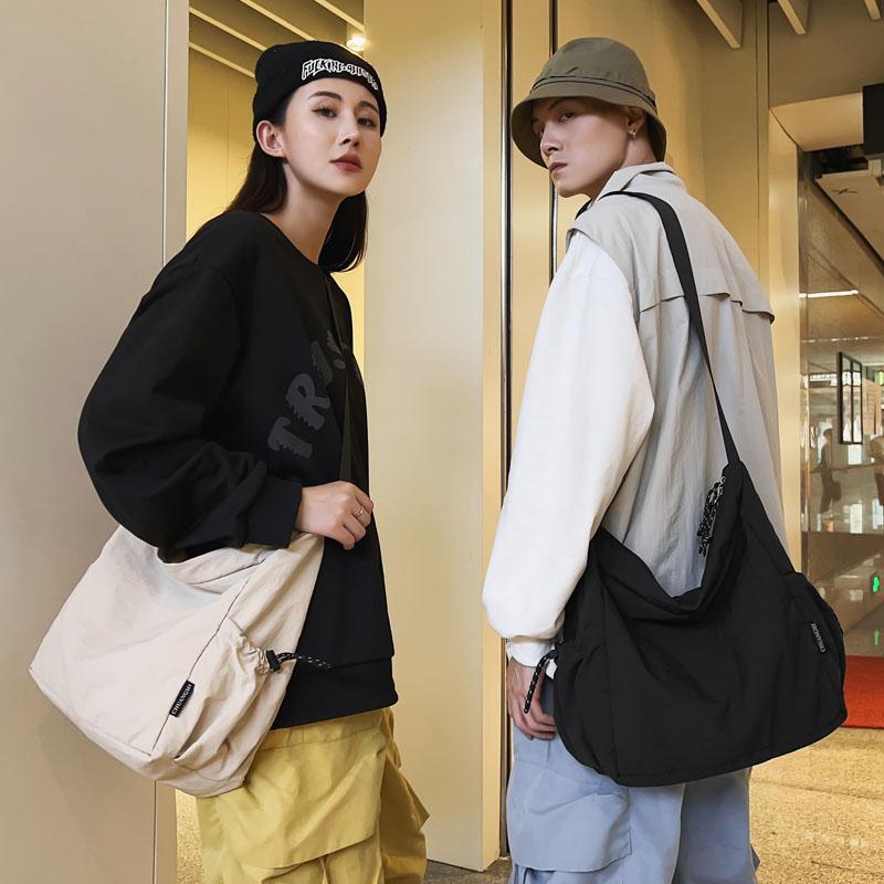 Повседневная нейлоновая сумка через плечо для мужчин и женщин чёрный — фото 3