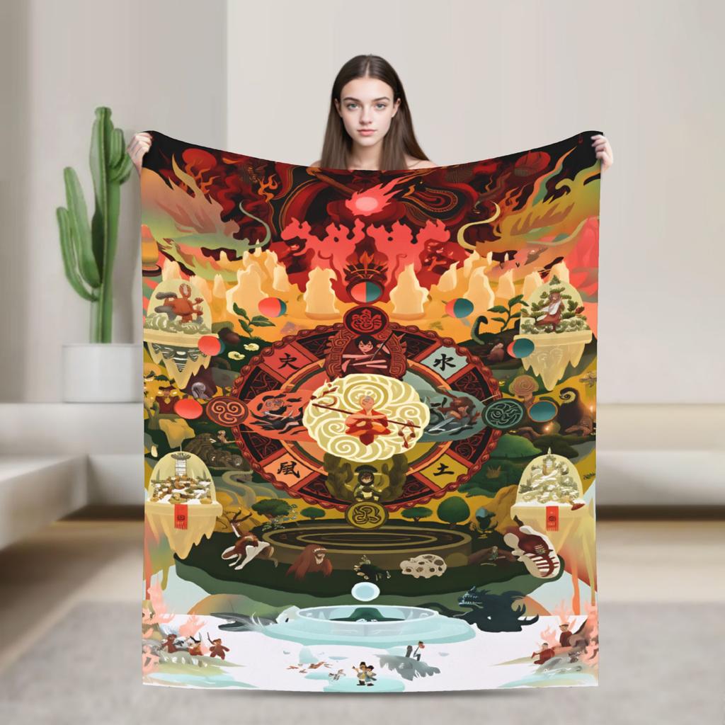 Anime Avatare Avatar - Der Herr der Elemente Plüschdecke Kinder Flanell Überwurfdecke für Sofa Sessel Super Warm Qualität Bettüberwurf