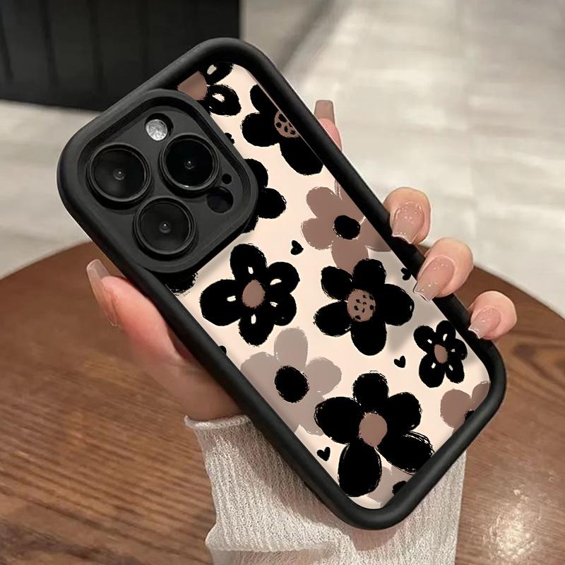 Brown Sunflower Pattern Phone Case Suitable for iPhone 17 16 15 14 13 12 11 Pro/Max/Plus Anti Drop and Shockproof Back Cover