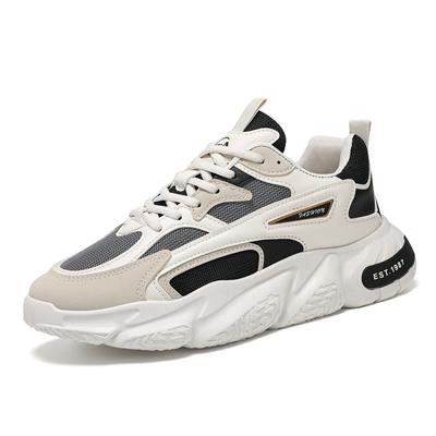 2025 Thick Sole Versatile Clunky Sneaker For Men Trend Mesh Lace Up Breathable Casual Sports Shoes Increased Soft Soles