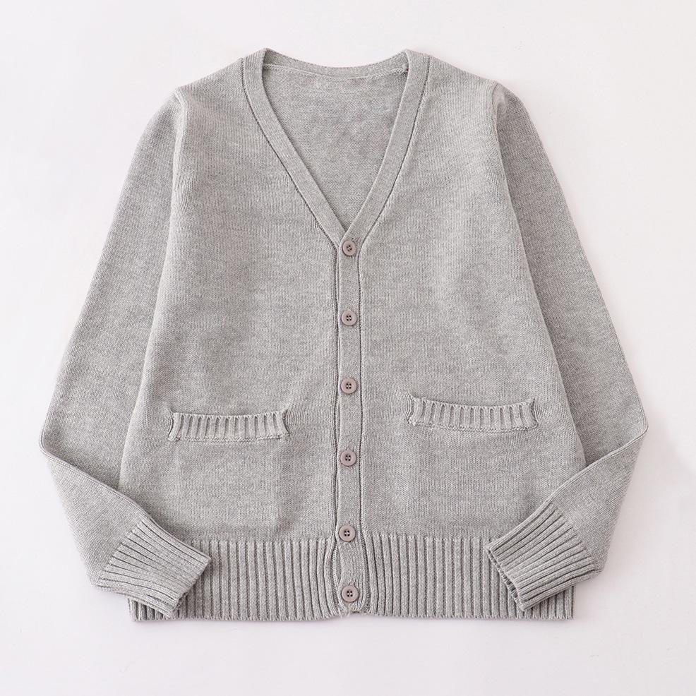 Japanese V-Neck Long Sleeve JK Uniform Cardigan - 7-Needle Thickened Sweater for Spring/Autumn