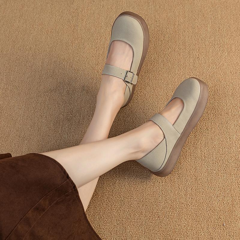 Retro Mary Jane Shoes Bag Head Sandals Fashion Wear Large Size Women'S Shoes Flat Bottom Breathable Single Shoes
