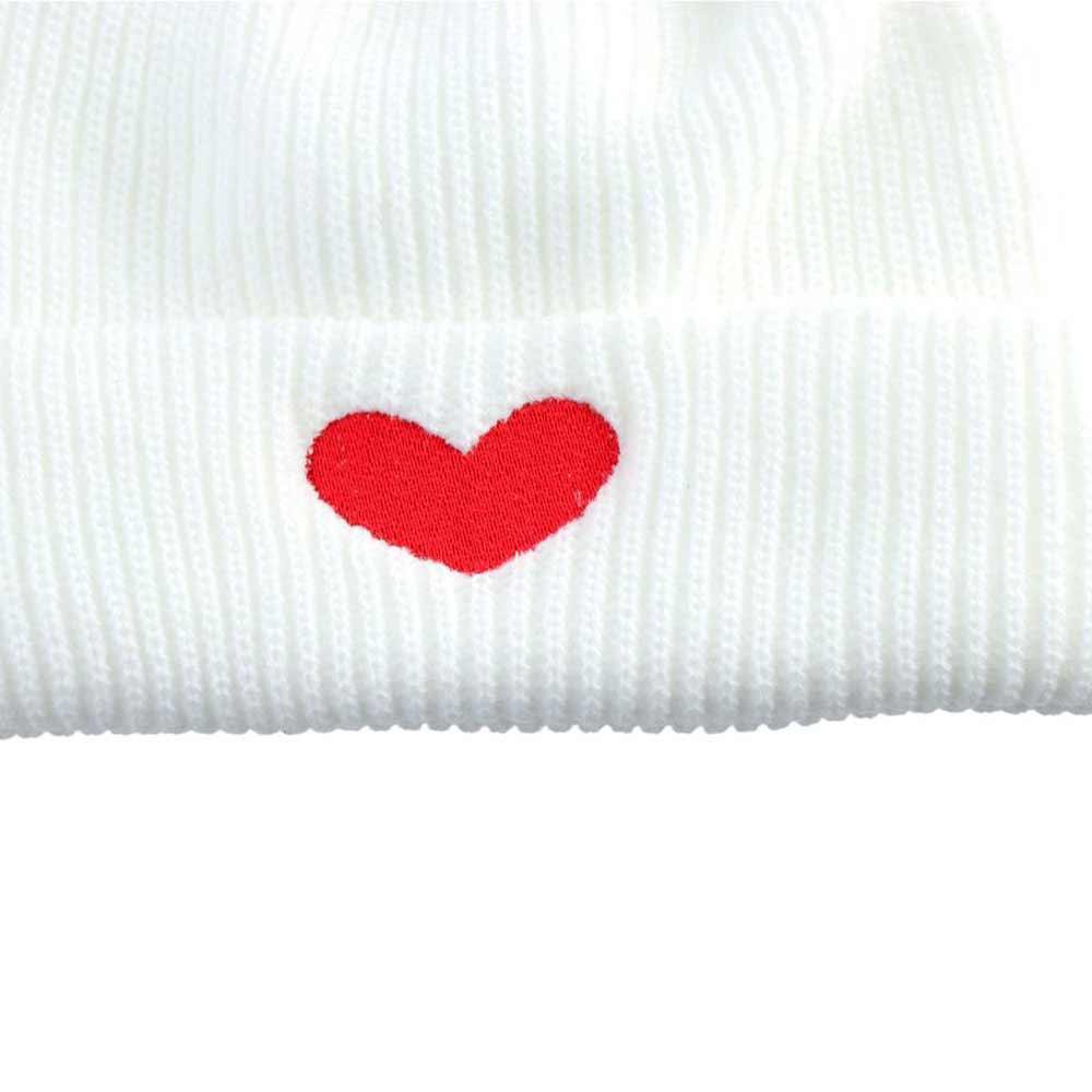Woolen Love Skullies Beanies Solid Color Heart Knitted Hat Soft   Women