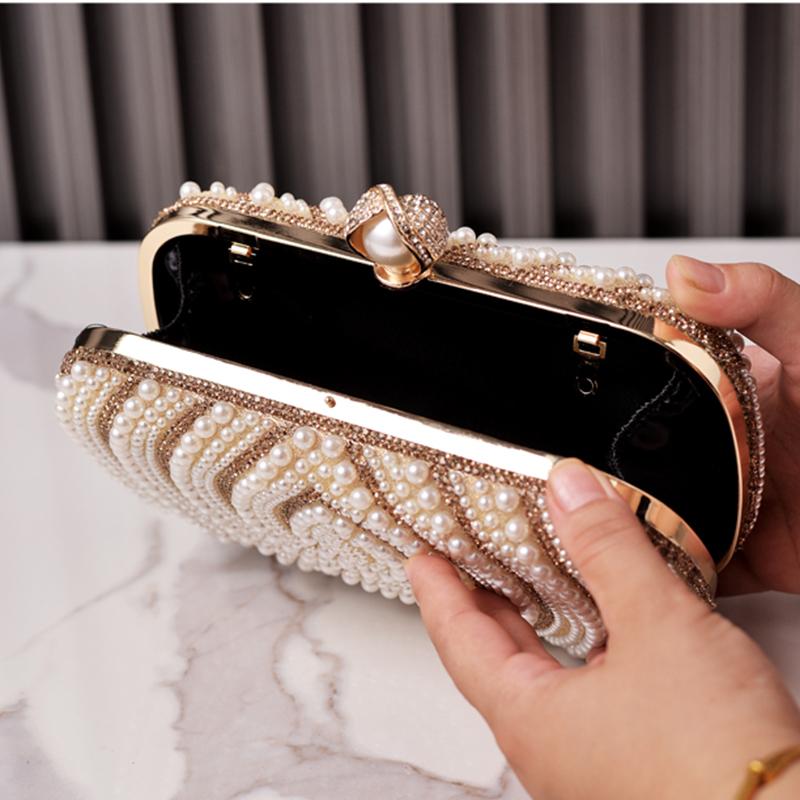 Weiße Sommer Tasche Perlen Damen Abendtaschen Luxus Berühmte Mode Handtasche Designer Diamant Clutch Cross Body Tasche Hochzeit