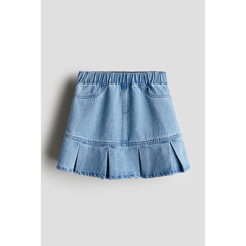 

HM Children s Clothing Girl Short Skirt 2025 Autumn New Arrival Cute Soft Skirt Pleated Denim A- line Short Skirt 1257008 Denim Blue 002 120/53(4-6Y)