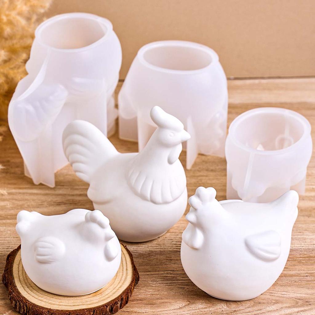 3D Hühnerhahn Silikon Kerzenform DIY Oster Tier Ornamente Herstellung Aroma Seife Gips Harz Ton Formen Haus Deko Bastel Geschenke