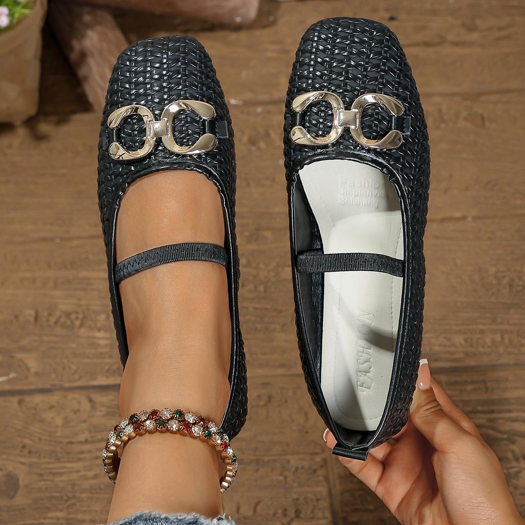 Fashion Fashion Leather Braid Mary Jane Shoes 2025 New Comfortable Breathable Ballet Flats Shoes Women Brand Designer Shoes Elegant