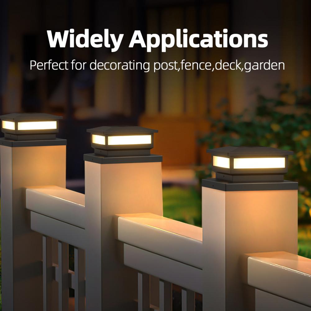 Solar Fence Post Light Weather-resistant Solar Lights Solar Powered Post Cap Lights Waterproof Led Deck Fence Lights