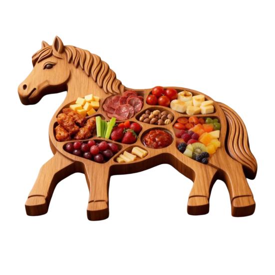 Drewniana deska do serwowania wędlin i serów ze zwierzętami i przegródkami Styl wiejski Królik Krowa szkocka Koń Orzeł Ser Przekąski Taca do serwowania Talerz na przystawki